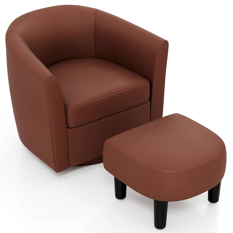Fauteuil pivotant avec repose-pieds et dossier incurvé