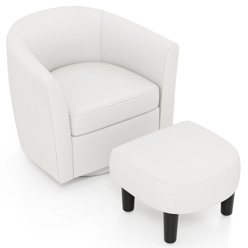Fauteuil pivotant avec repose-pieds et dossier incurvé