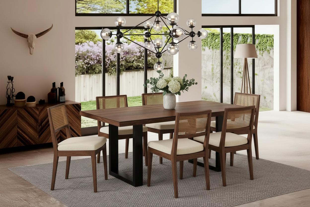 East West Furniture 7 Piece Kitchen Table Set Consist of an Oval Dining Table and Solid Chairs, Saddle Brown (Seat Type Options)