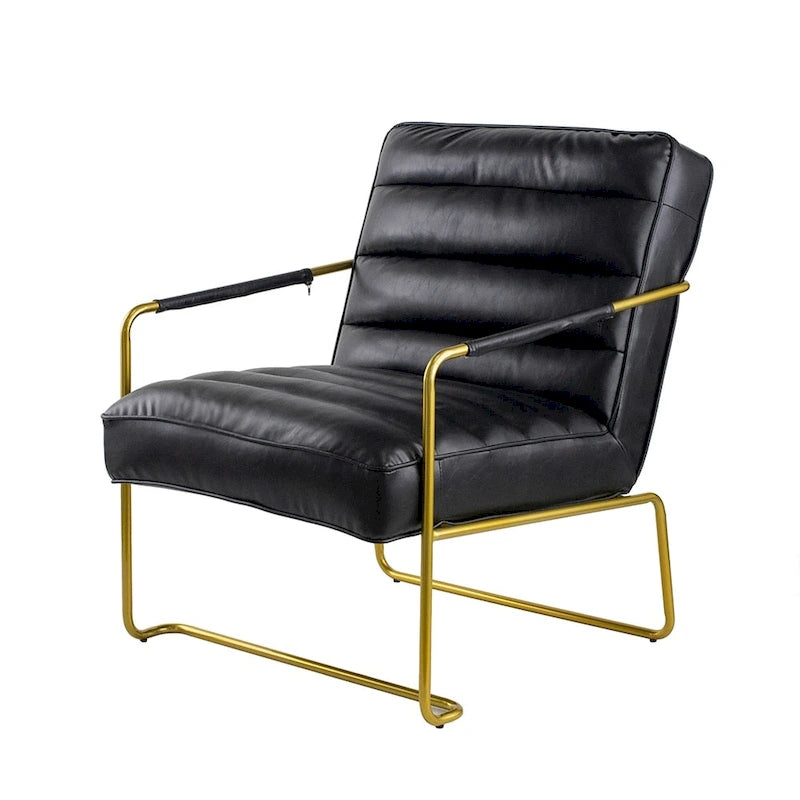 Fauteuil d'appoint de 76 cm en noir avec cadre doré