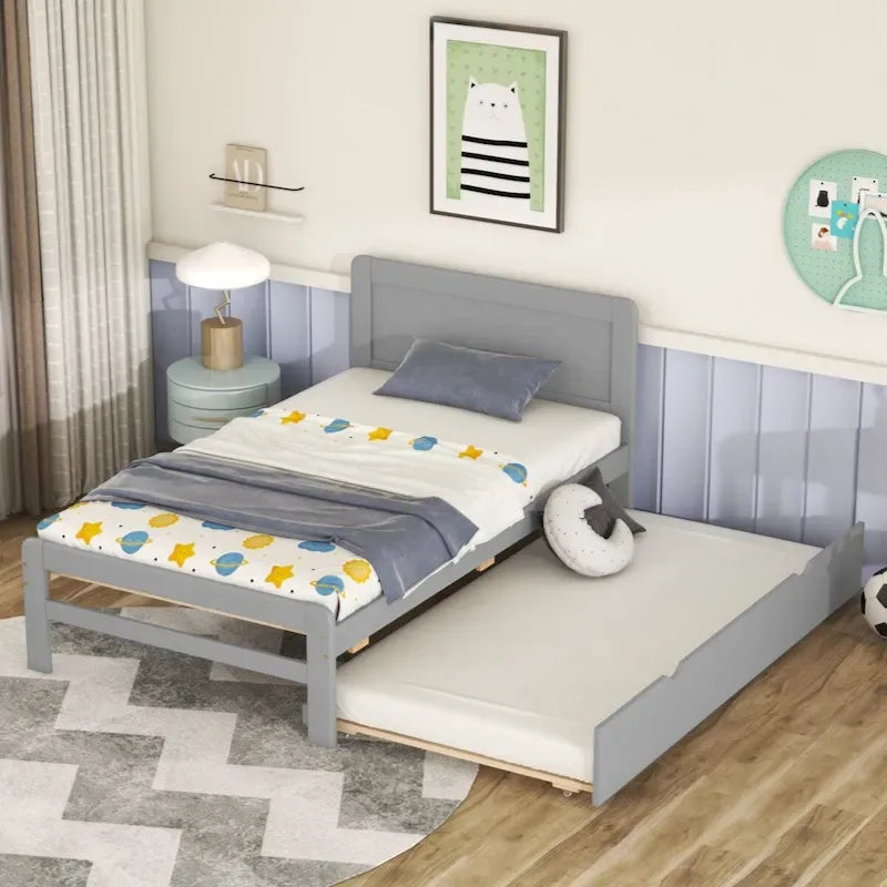 Cadre de lit plateforme moderne une place avec lit gigogne